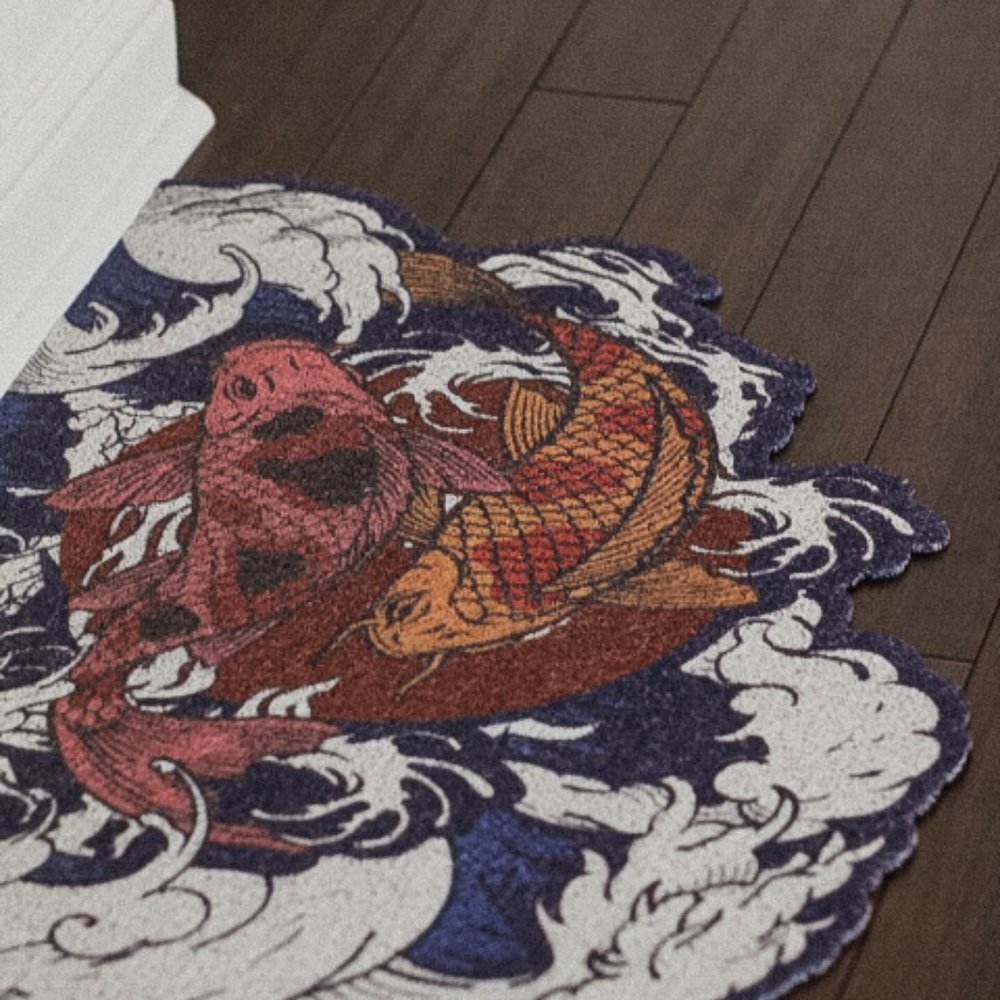 Double Koi Fish PVC Colorful Welcome mat Fall Mat Kitchen Carpet Anti-Slip